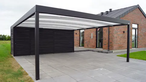 UNA Pulverlakeret Dobbelt Carport Med Redskabsrum